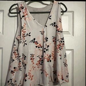 Floral Sleeveless Top - Peach and Black